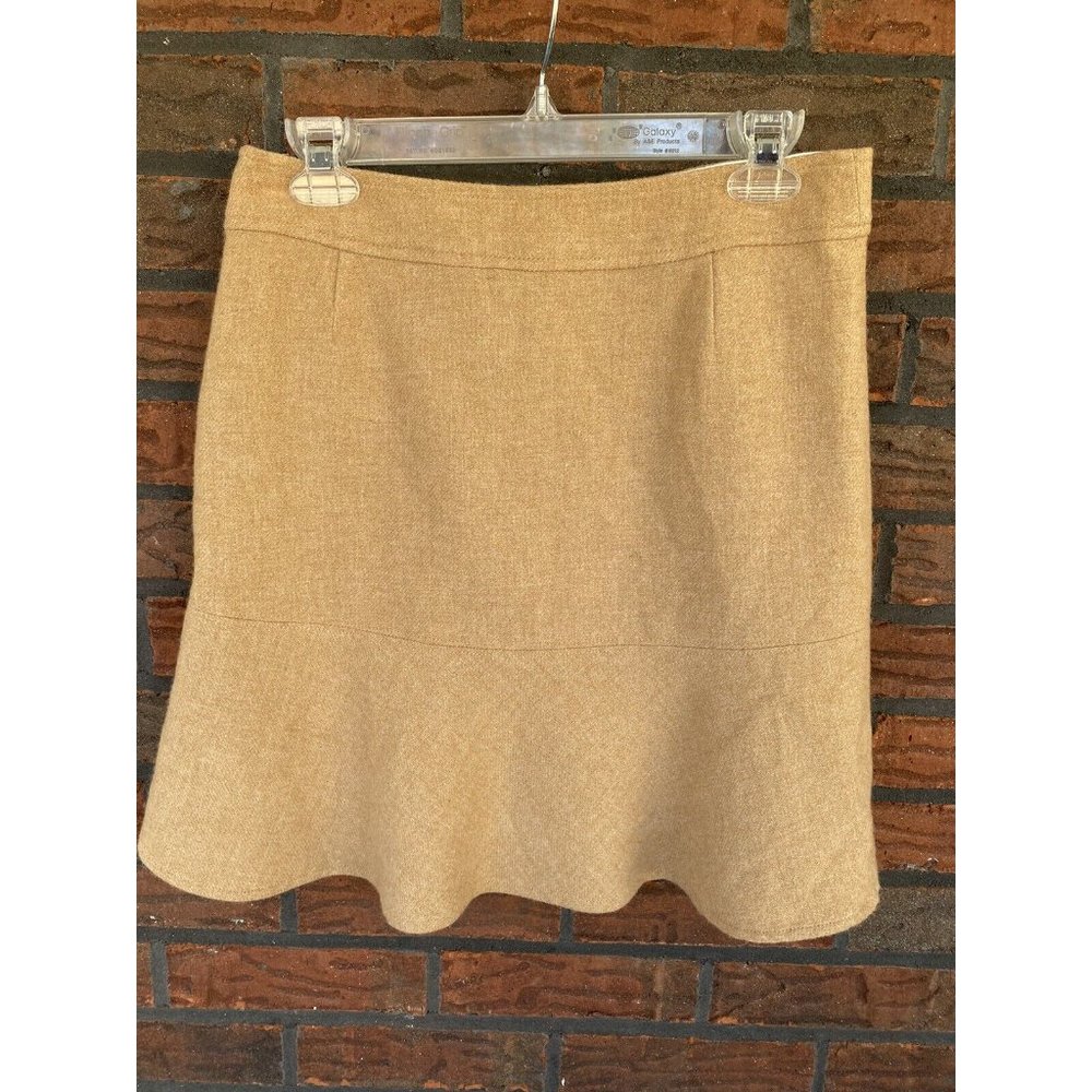 Gap Wool Skirt Size 4 Knee Length Business Career Lined Side Zipper Beige Tan